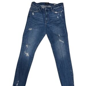 Abercrombie & Fitch Women Distressed Blue Skinny Jeans 29/8 R